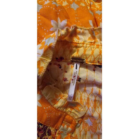 New Free People Rare Feelings Tiered Maxi Dress $148 X-SMALL Orange Boho Floral - Picture 7 of 9
